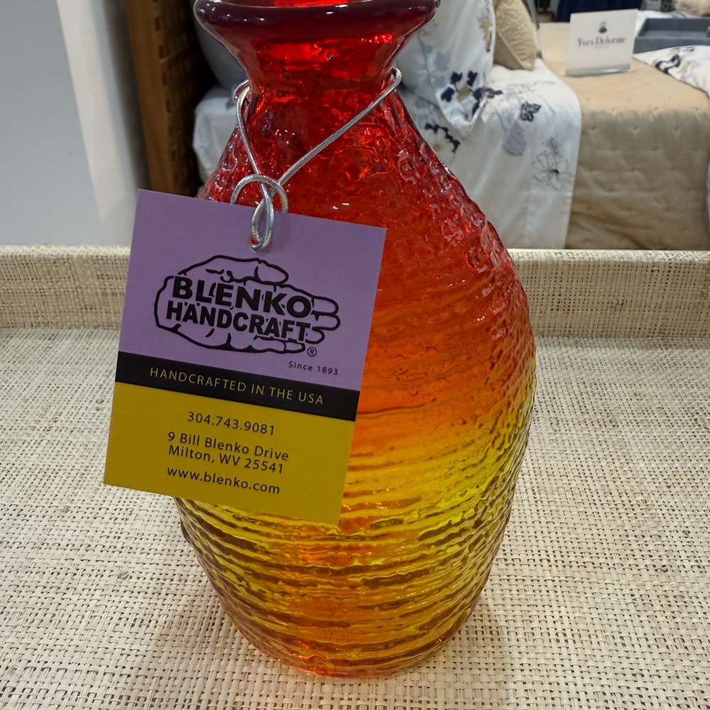 Blenko Strata Small Vase in Tangerine